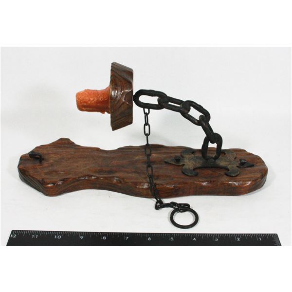 VINTAGE GOTHIC MEDIEVAL STYLE IRON CHAIN & WOOD