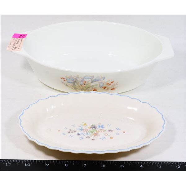 PYREX ENGLAND BLUE IRIS OVAL DISH ALONG WITH