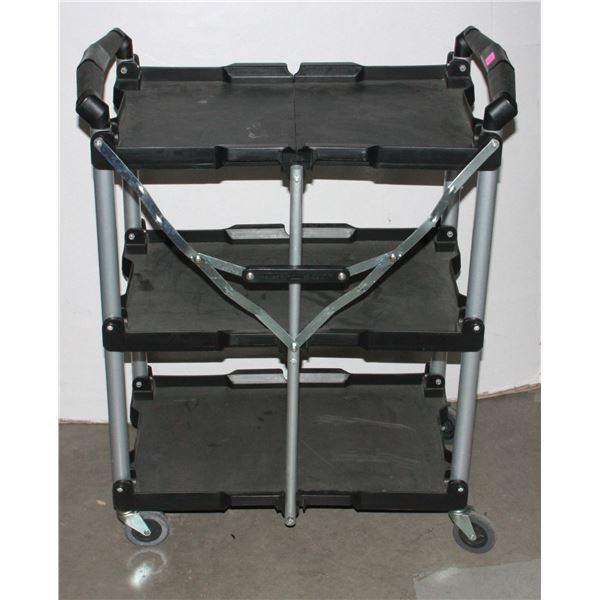 3 TIER METAL/ PLASTIC FOLDING TROLLY/ CART ON