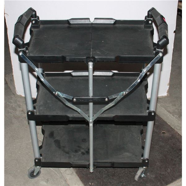 3 TIER METAL/ PLASTIC FOLDING TROLLY/ CART ON