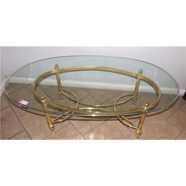 OVAL GLASS TOP COFFEE TABLE