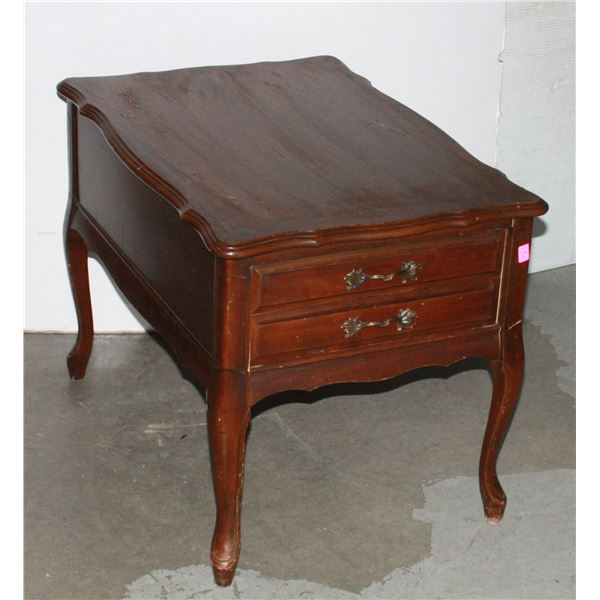 WOOD LOOK SIDE TABLE, SOME DAMAGE TO FINISH