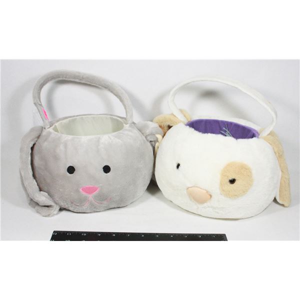 TWO PLUSH EASTER EGG BASKETS