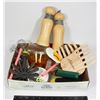 LARGE FLAT OF MISC KITCHEN ITEMS