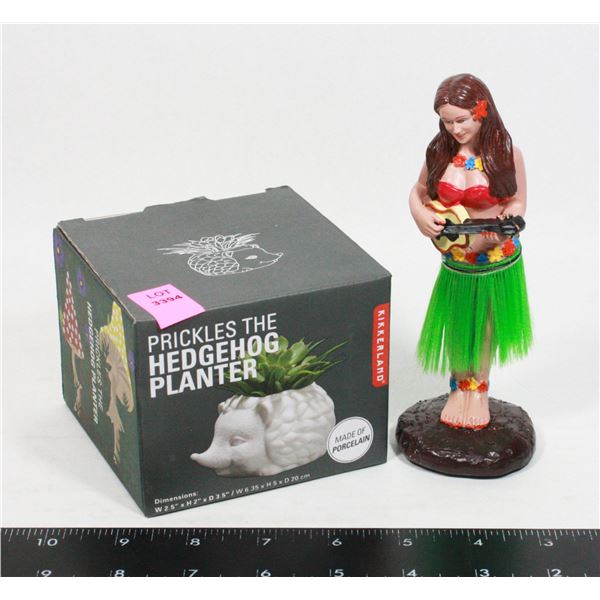 HEDGEHOG MINI PLANTER AND HULA GIRL