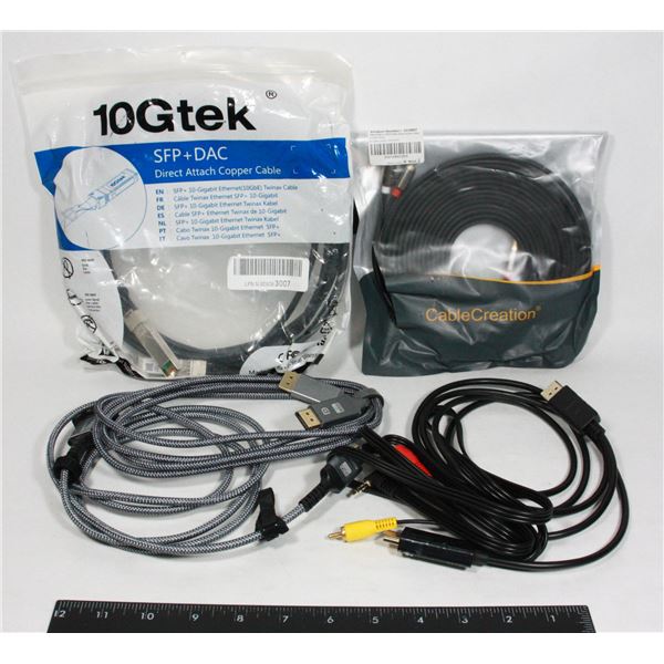 FLAT OF ASSORTED SPECIALTY CABLES, MOSTLY