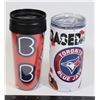 2 BASEBALL THEME TUMBLERS. TORONTO BLUE JAYS
