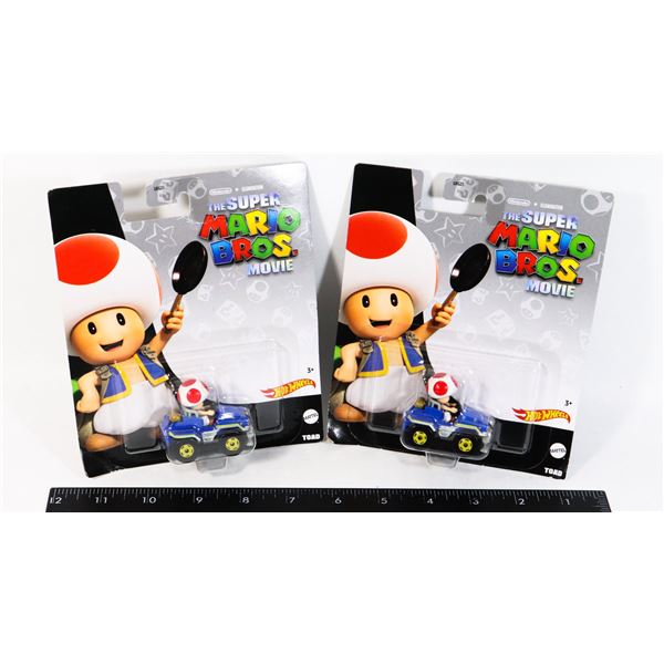 TWO NEW SUPER MARIOS BROS. MOVIE TOAD HOT WHEELS