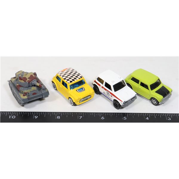 2 MINIS,1 HONDA & 1 TANK