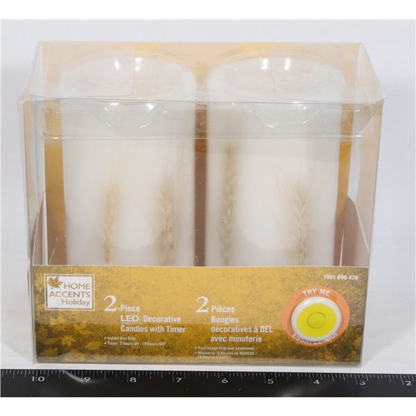 2-PIECE LED DECOR CANDLES WITH TIMER