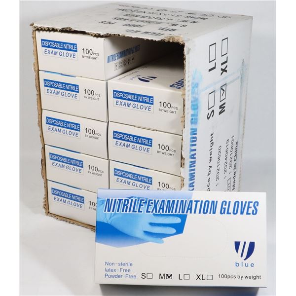 CASE OF NITRILE EXAMINATION GLOVES SIZE MED 1000PC