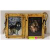 Image 1 : WOLF WALL HANGINGS WOOD WITH FEATHERS SET OF 2