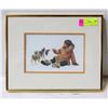 Image 1 : FRAMED PRINT "INUIT GIRL W/ PUPPIES" 11.5" X 14