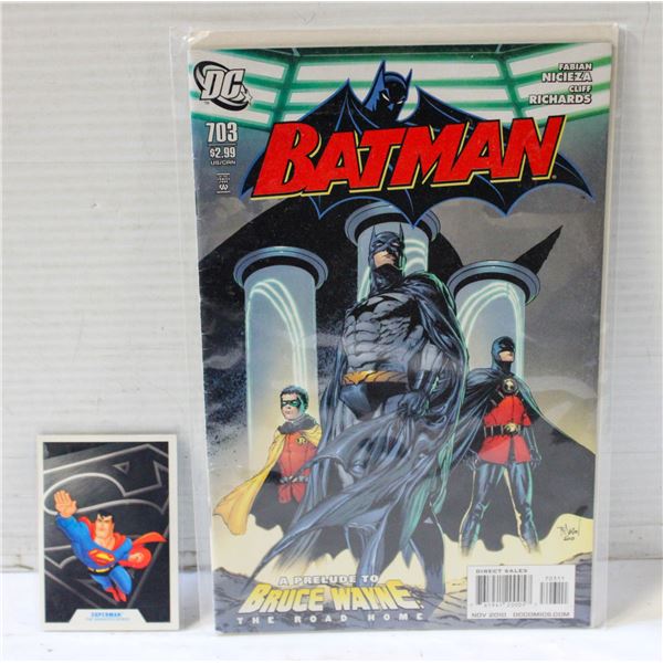 FLAT OF VINTAGE DC BATMAN COMIC AND DC SUPERMAN