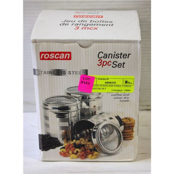 ROSCAN STAINLESS STEEL 3 PIECE CANISTER SET