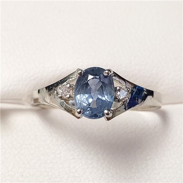 BZ1710-151 10K SAPPHIRE(1CT) DIAMOND(0.06CT) RING