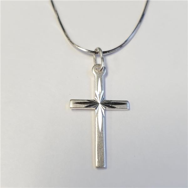 BZ1710-187 SILVER CROSS 18" NECKLACE