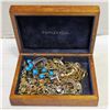 Image 1 : WOODEN BOX FULL OF VINTAGE JEWELLERY