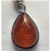 Image 1 : 17)  NATURAL PEAR SHAPED AMBER PENDANT ON 18"