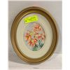 Image 1 : ESTATE ORIGINAL WATERCOLOR OVAL FLORAL