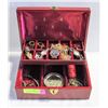 Image 1 : ESTATE RED JEWELRY BOX FULL OF ESTATE