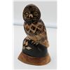 Image 1 : HANDCARVED BUFFALO HORN OWL H-5.75 INCH ON WOODEN