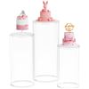 Image 1 : SET OF 3 NEW CLEAR ROUND CYLINDER PEDESTAL STANDS