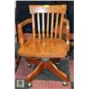 Image 1 : SOLID OAK WOODEN OFFICE CHAIR ON CASTORS