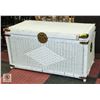 Image 1 : WHITE WICKER STORAGE TRUCK BRASS ACCENTED