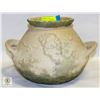 Image 1 : LARGE DOUBLE HANDLED GREEN POTTERY VASE