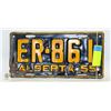 Image 1 : VINTAGE ALBERTA LICENSE PLATE 1955