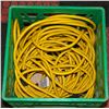 Image 1 : YELLOW EXTENSION CORD IN GREEN PLASTIC TOTE