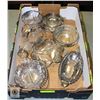 Image 2 : TRAY OF VINTAGE DISHES WITH SILVER PLATED TRIM