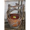 Image 1 : SET OF 2 WOOD & TWIG HANDLED BASKETS; LG & MED