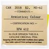 Image 3 : Canada 2018 $2 Armistice; Colour, ICCS MS62