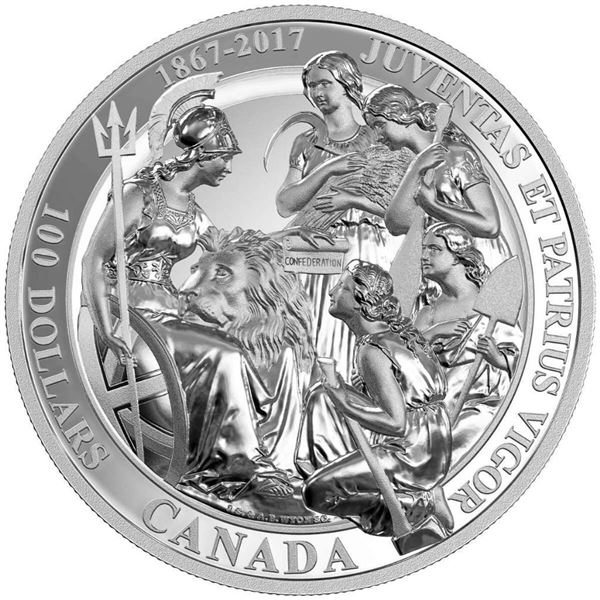 2017 $100 The 1867 Confederation - Pure Silver Coin, Over 10 ozs. ASW, Limited Edition to Only 1000