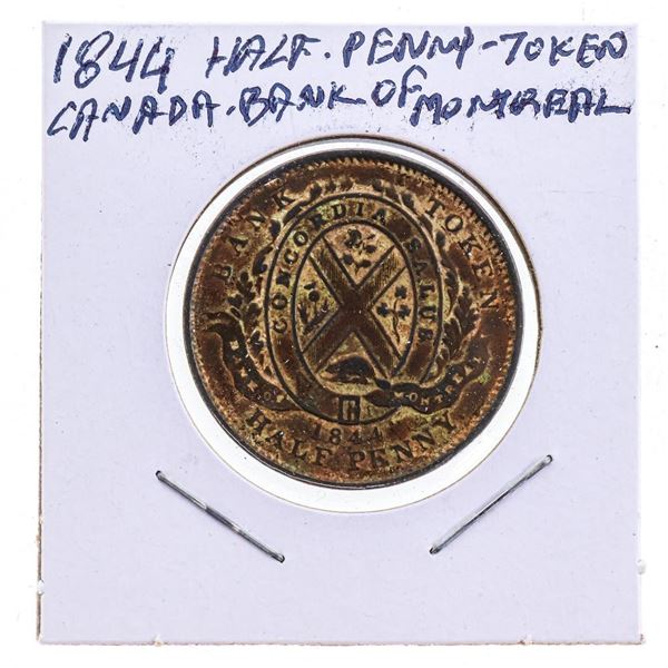 1844 Half Penny Token -Canada Bank of Montreal