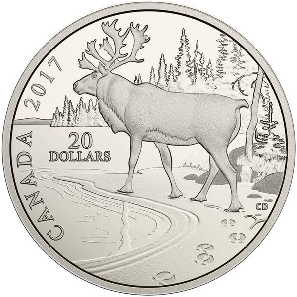 2017 $20 Nature's Impressions: Woodland Caribou - Pure Silver Coin