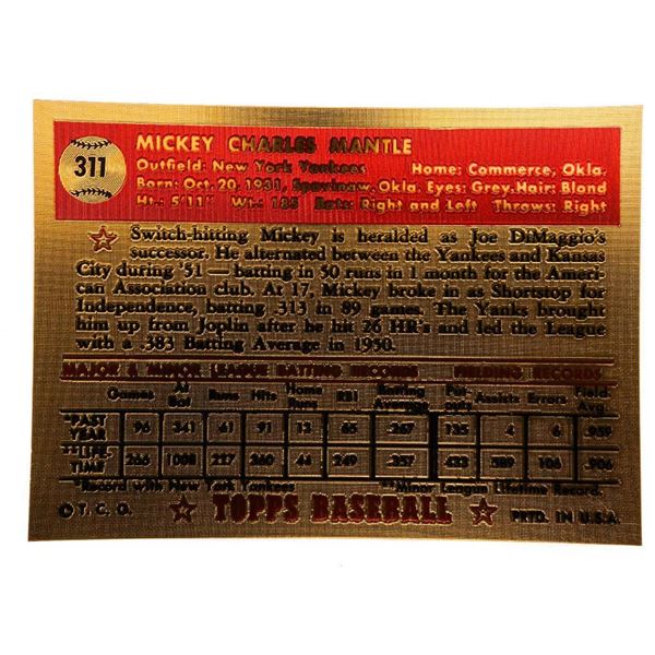 Topps Mickey Mantle 23kt Gold Leaf Card