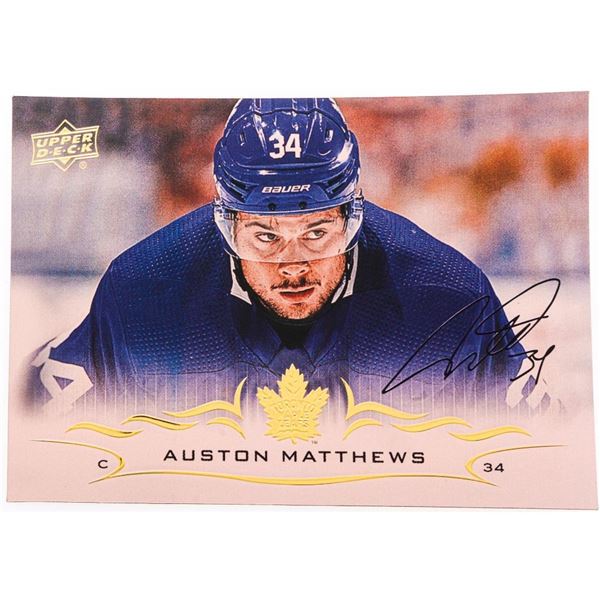 2018-19 Upper Deck Series 2 - Card #418 AUSTON MATTHEWS,23kt Gold Overlay. Plate Signature