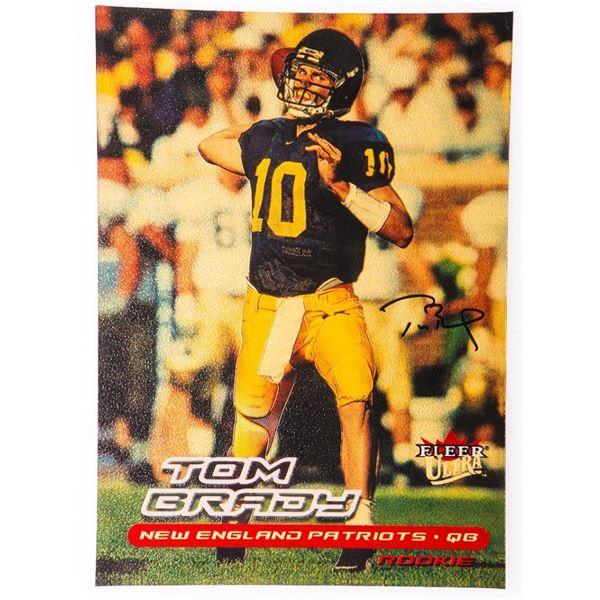 2000 Fleer #234 Tom Brady Rookie RC Graded Patriots, 23kt Gold Overlay. Plate Signature