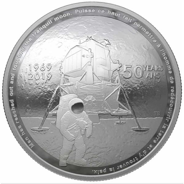 2019 Canada $25 50th Anniversary of the Apollo 11 Moon Landing Fine Silver (No Tax)
