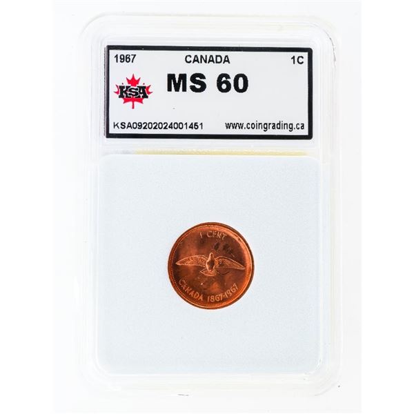 Canada 1967 One Cent Coin MS60 KSA
