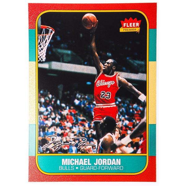 MICHAEL JORDAN (RC) ROOKIE 1986-87 FLEER #18 -23kt Gold Overlay, Plate Signature