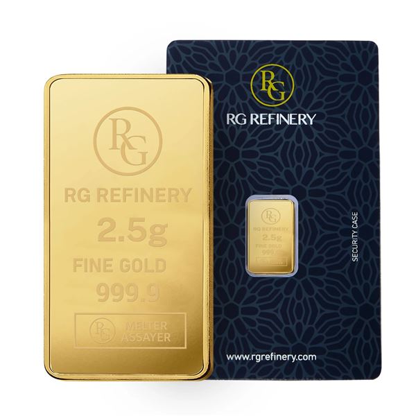 2.5 gram Pure Gold Bar 0.9999 – RG Refinery, UAE