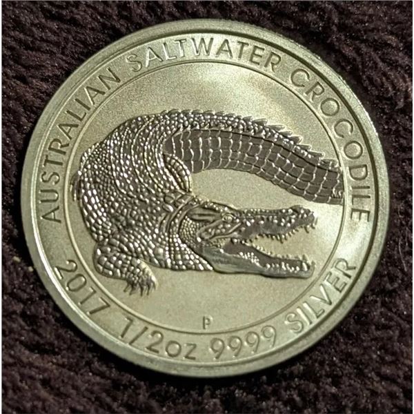 2017 Australian Saltwater Crocodile 1/2oz .9999 Silver Coin
