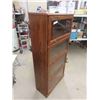 Image 2 : 4 Tier Modern Book Case 60'' x 12'' x 29'' - top glass cover needs some repair