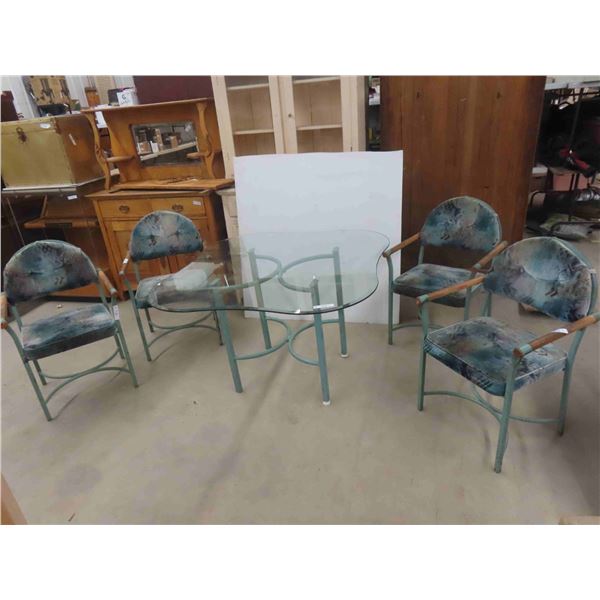 Wrought Iron and Glass Table 29 1/2'' x 47'' x 47'' with
