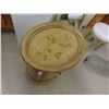 Image 4 : 3 Hand Painted Items : Oval Mirror 33'' x 24'' , Stand 3 