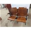 Image 1 : Old Theatre Seats Wood with Cast End Flip 